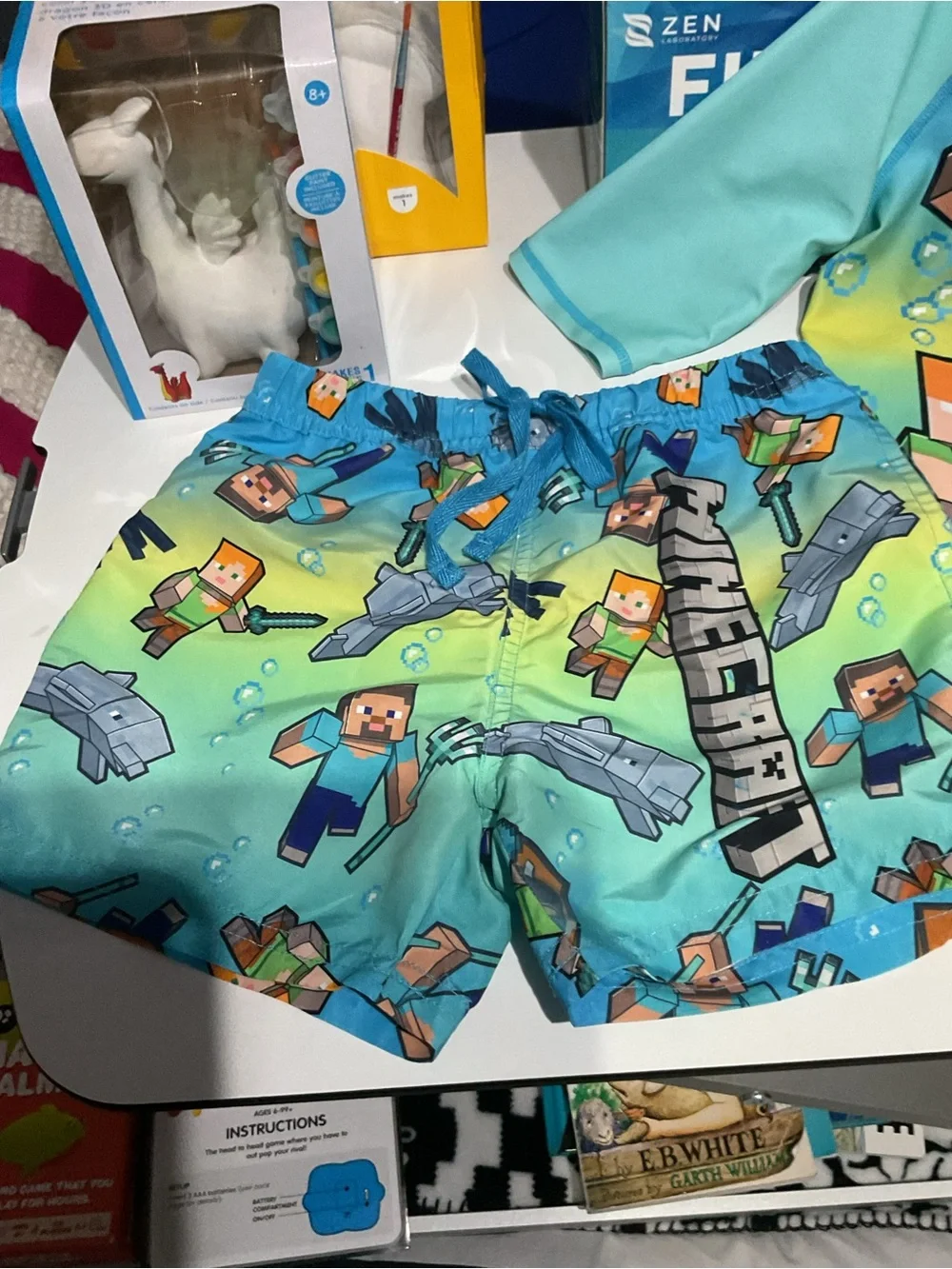Minecraft Kids' Aqua Gradient Swim Set - Official Game Graphic